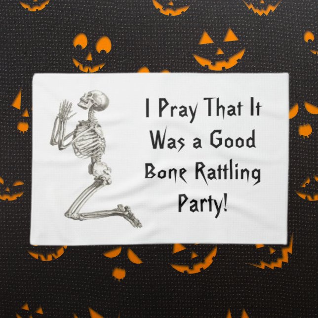 Skeleton Praying Halloween Kitchen Towel (Skeleton Praying Halloween Kitchen Towel)