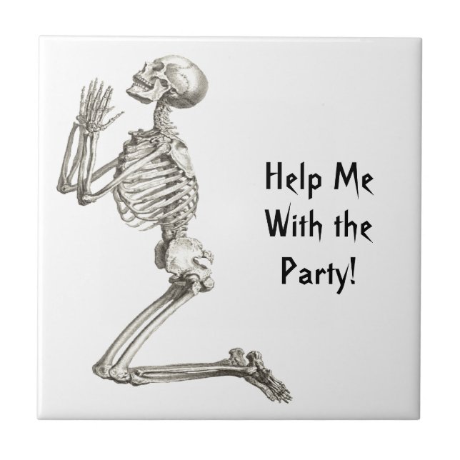 Skeleton Praying Halloween Tile (Front)