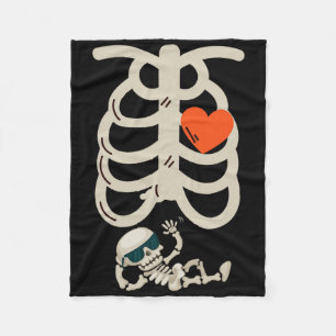 Skeleton Pregnancy Announcement X-ray Halloween Fleece Blanket