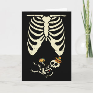 Skeleton Pregnancy Halloween Mexican Mum Card