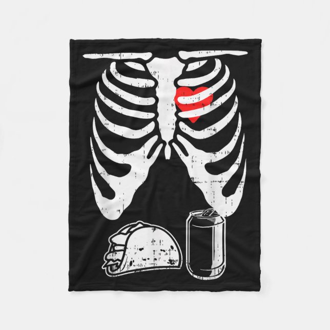 Skeleton Pregnancy Taco Beer Xray Halloween Soon D Fleece Blanket (Front)