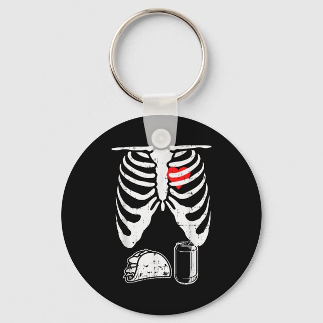 Skeleton Pregnancy Taco Beer Xray Halloween Soon D Key Ring (Front)