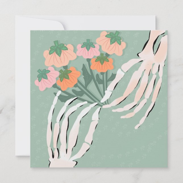 Skeleton Pumpkin Bouquet Halloween Bridal Shower  (Front)