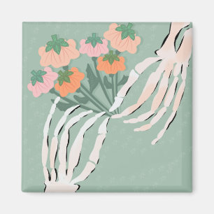 Skeleton Pumpkin Bouquet Halloween Bridal Shower Magnet