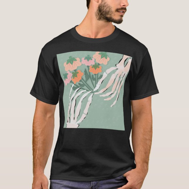 Skeleton Pumpkin Bouquet Halloween      T-Shirt (Front)