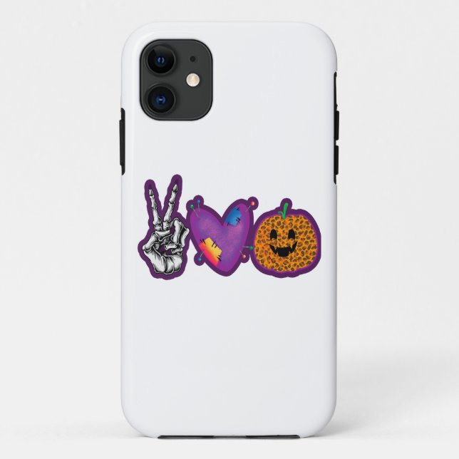 Skeleton Pumpkin Peace Love Halloween Case-Mate iPhone Case (Back)