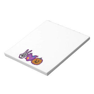 Skeleton Pumpkin Peace Love Halloween Notepad