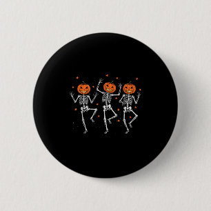 Skeleton Pumpkin Spooky Dancing Halloween Dance Co 6 Cm Round Badge