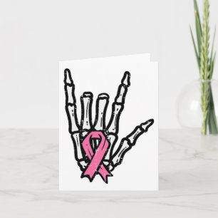 Skeleton Punk Rock Rocker Pink Breast Cancer Aware Card