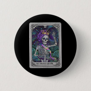 Skeleton Queen Tarot Card Gothic Witchy Halloween 6 Cm Round Badge