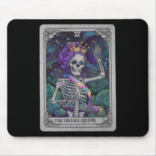 Skeleton Queen Tarot Card Gothic Witchy Halloween Mouse Pad