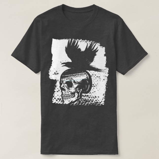 Skeleton Raven Gothic Satanism Occult Horror Devil T-Shirt (Design Front)
