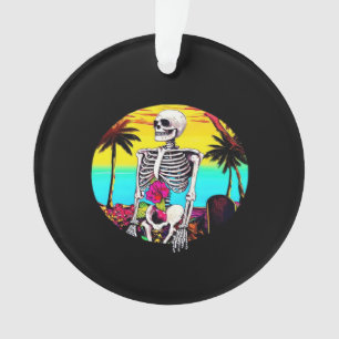 Skeleton Reaching Out From Sunset Beach Classic Ornament