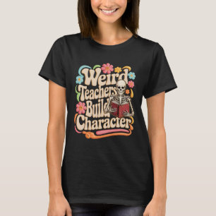 Skeleton Reading Book Flowers Ghost Skull Hallowee T-Shirt