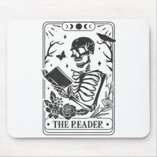 Skeleton Reading Book Lover Funny The Reader Tarot Mouse Pad