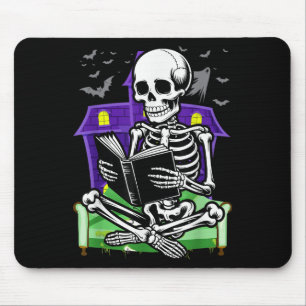 Skeleton Reading Book Lovers Bookworms Readers Hal Mouse Pad