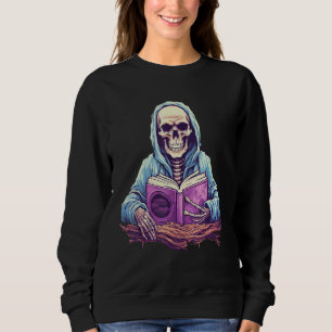 Skeleton Reading Book  Pastel Goth Bookish Librari Sweatshirt