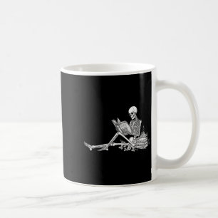 Skeleton reading botanical cottagecore book lover coffee mug