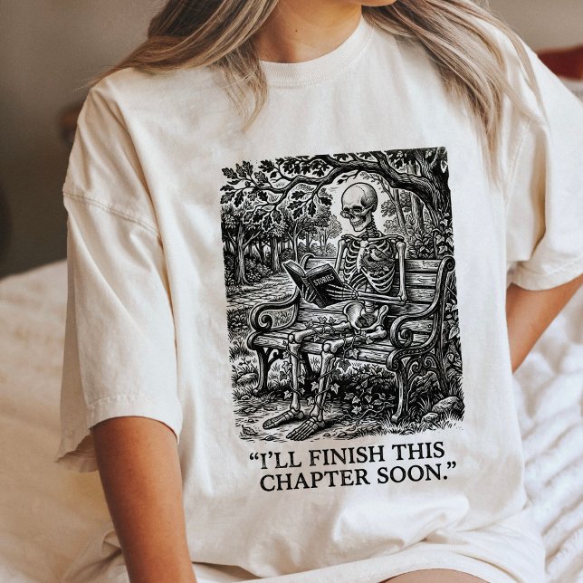 Skeleton Reading "I'Ll Finish This Chapter Soon" Tri-Blend Shirt (Creator Uploaded)