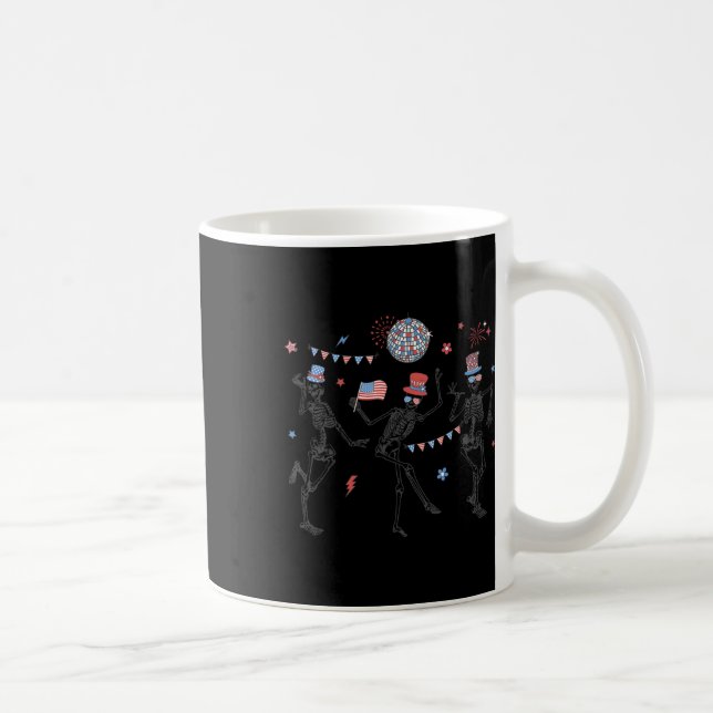Skeleton Retro 4th Of July American Flag Skellies  Coffee Mug (Right)