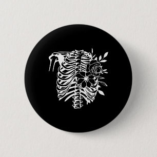 Skeleton Rib Cage Flower Easy Halloween Costume 1 6 Cm Round Badge