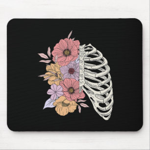 Skeleton Rib Cage Flower Easy Halloween Costume Mouse Pad
