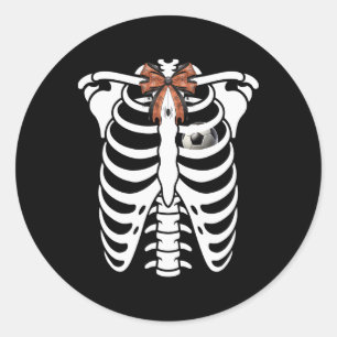 Skeleton Rib Cage Halloween Footll Soccer Costume Classic Round Sticker