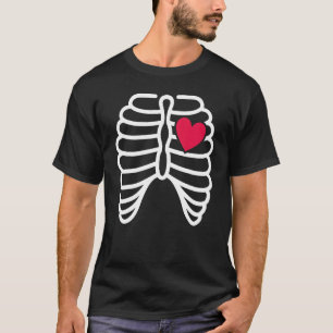 Skeleton Rib Cage Heart X Ray Adults Kids Hallowe T-Shirt