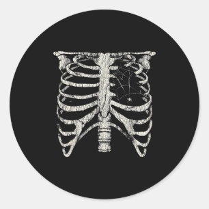 Skeleton Rib Cage Horror Alt Goth Halloween Costum Classic Round Sticker
