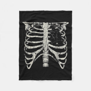 Skeleton Rib Cage Horror Alt Goth Halloween Costum Fleece Blanket