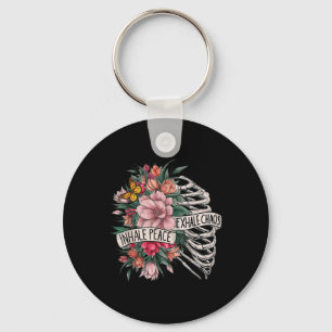Skeleton Rib Cage Inhale Peace Exhale Chaos Mental Key Ring