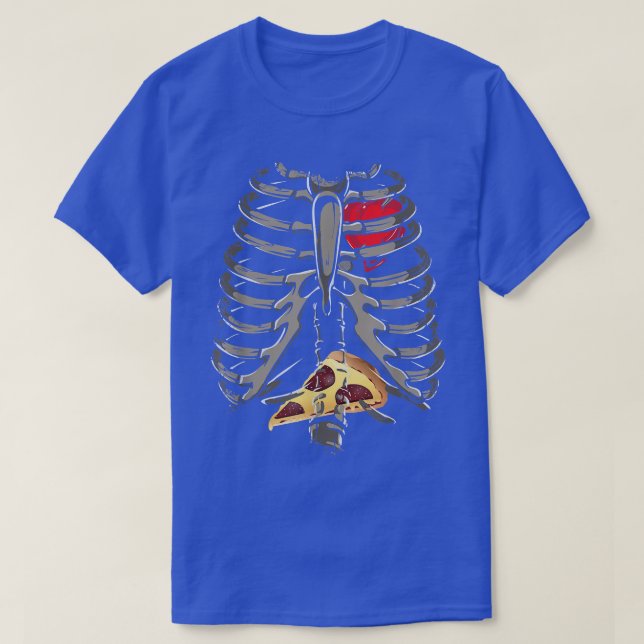 Skeleton Rib Cage Pizza Xray Costume Funny Hallowe T-Shirt (Design Front)