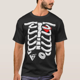 Skeleton Rib Cage With Pizza And Doughnut Hallowee T-Shirt
