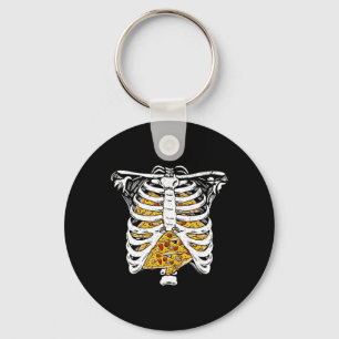 Skeleton Rib Cage With Pizzas Happy Halloween Day  Key Ring