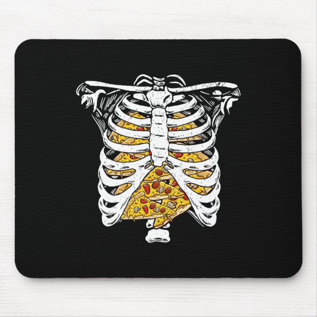 Skeleton Rib Cage With Pizzas Happy Halloween Day  Mouse Pad (Front)