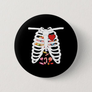 Skeleton Rib Cage X-ray Candy Funny Halloween 6 Cm Round Badge