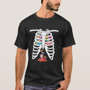 Skeleton Rib Cage X ray Candy Funny Halloween Kids T-Shirt