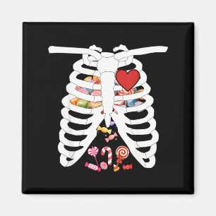 Skeleton Rib Cage X-ray Candy Funny Halloween Magnet