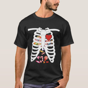 Skeleton Rib Cage X-ray Candy Funny Halloween T-Shirt