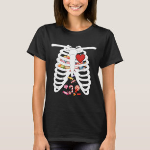 Skeleton Rib Cage X-ray Candy Funny Halloween T-Shirt