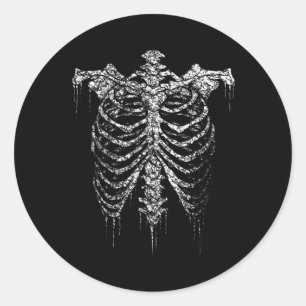 Skeleton Ribcage Goth Costume For Halloween Grunge Classic Round Sticker