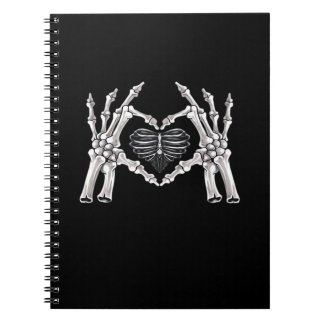 Skeleton Ribs Hand Heart Sign Notebook (Front)