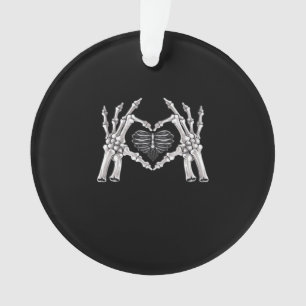 Skeleton Ribs Hand Heart Sign Ornament