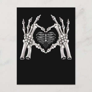 Skeleton Ribs Hand Heart Sign Postcard
