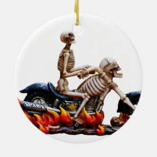 Skeleton Rider Ceramic Ornament