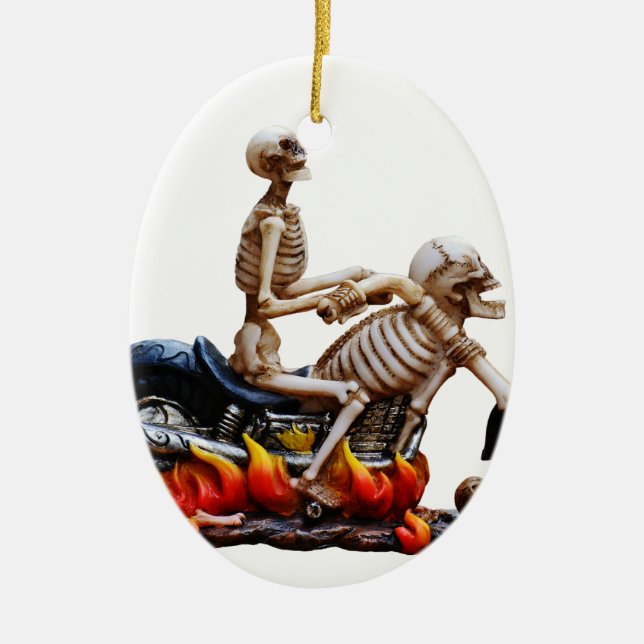 Skeleton Rider Ceramic Tree Decoration (Front)