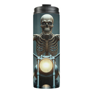 Skeleton Riding A Motorbike Thermal Tumbler