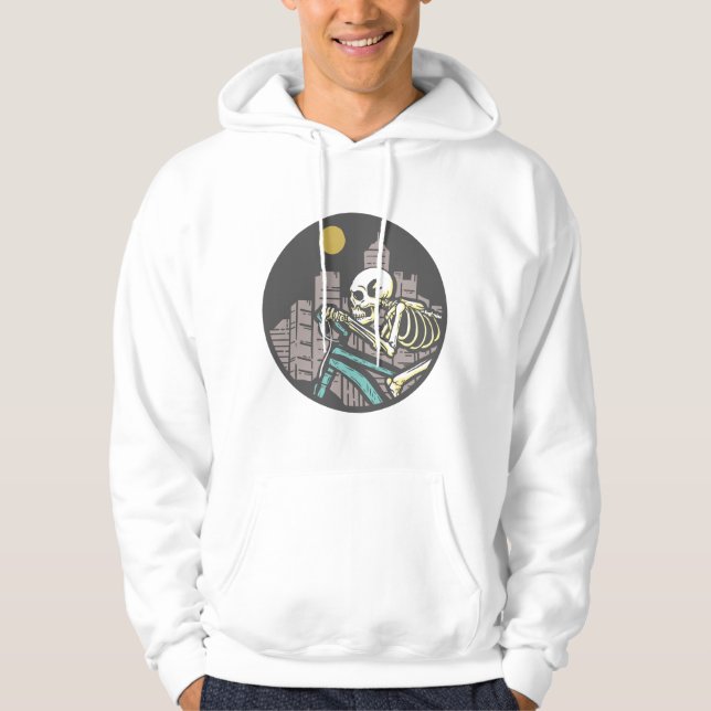Skeleton Riding Bicycle Hoodie (Front)