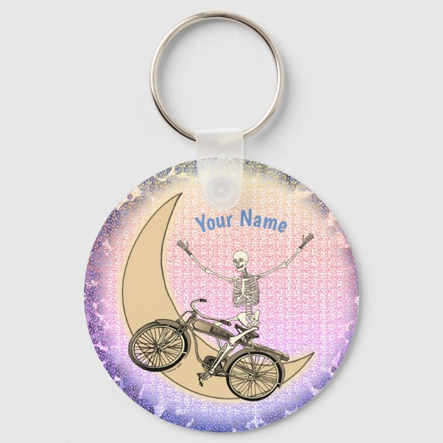 Skeleton riding bicycle Keychain (Front)