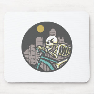 Skeleton Riding Bicycle Mouse Pad